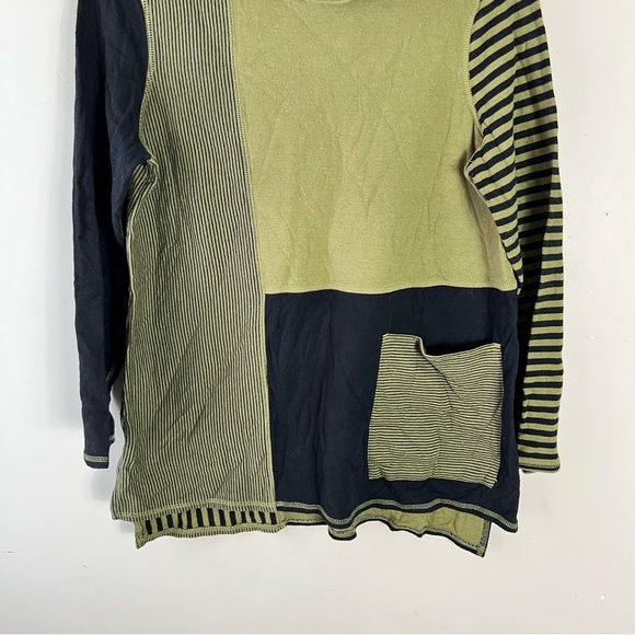 Habitat Tunic Turtleneck Sweater Size Small Colorblocked Green Black Lagenlook - Picture 6 of 11